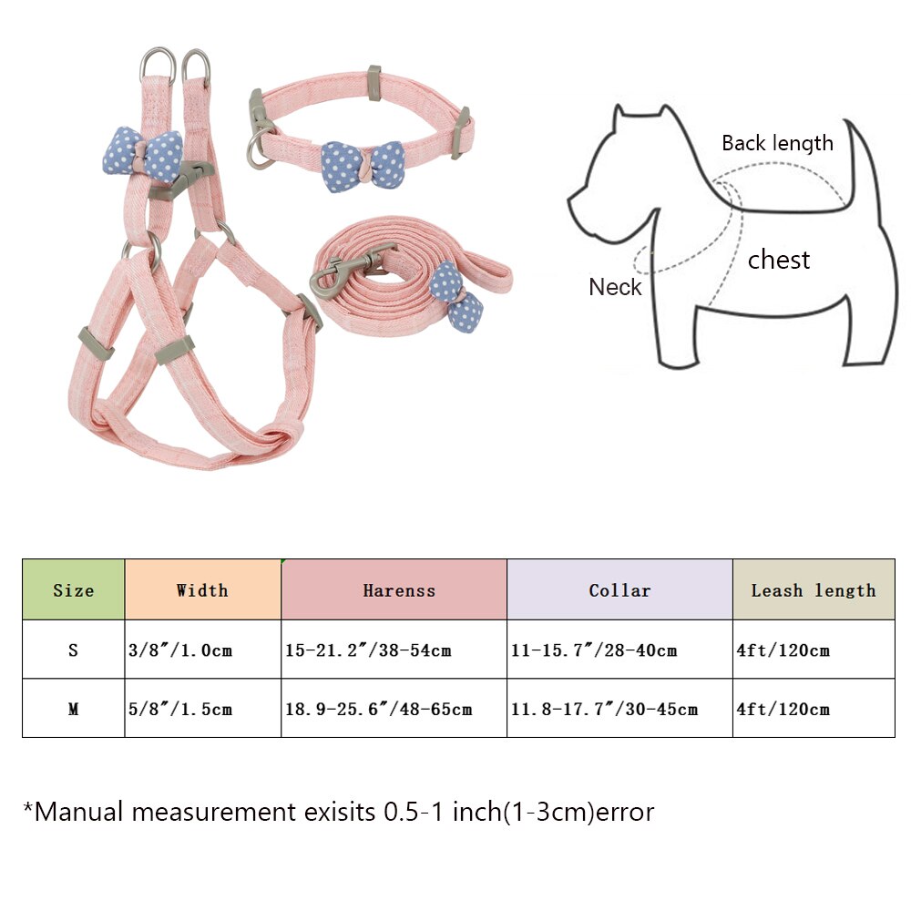 adjustable soft cute bow dog harness13