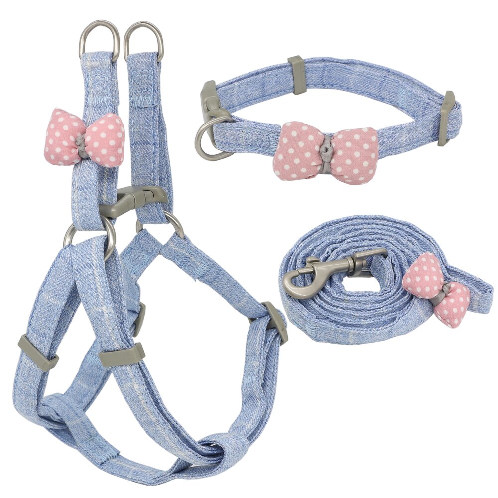 adjustable soft cute bow dog harness8