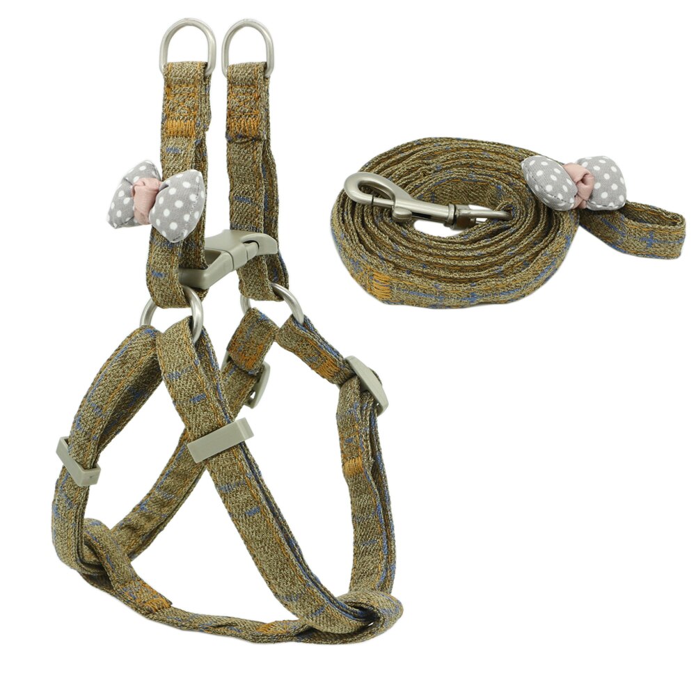 adjustable soft cute bow dog harness2