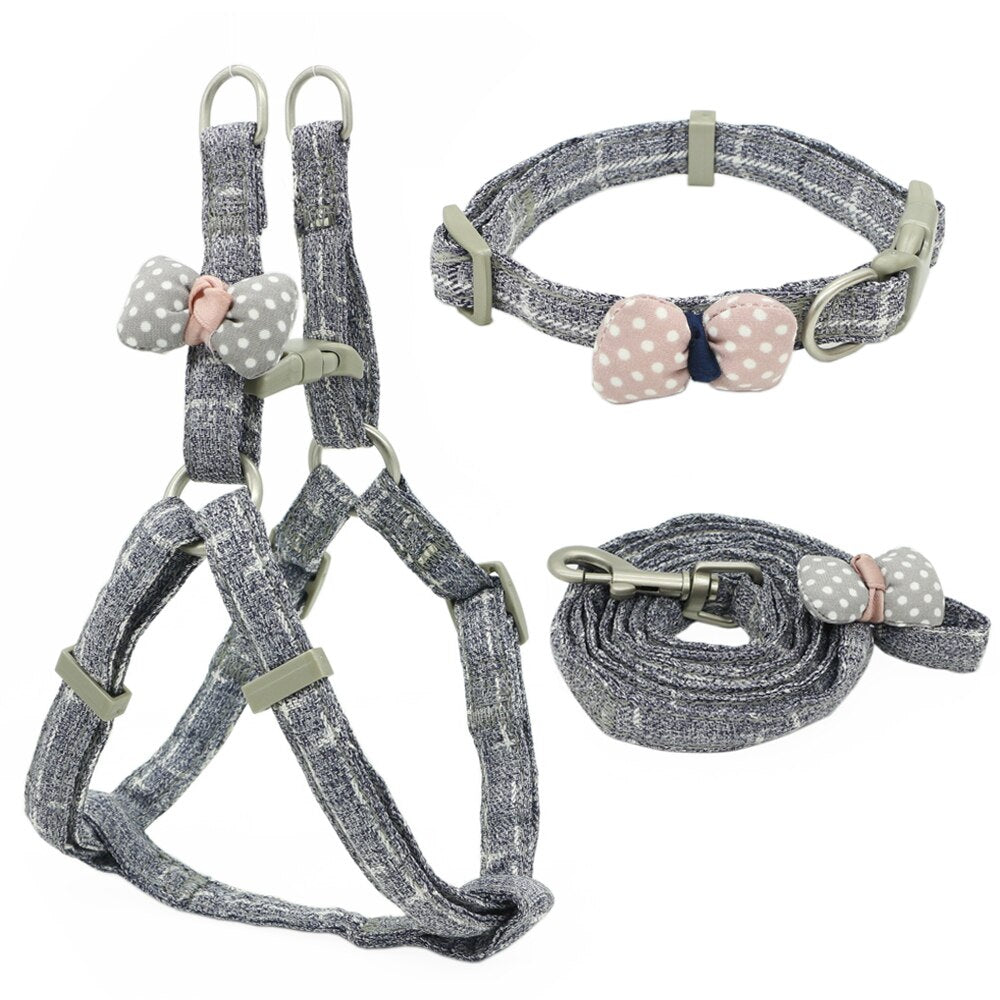 adjustable soft cute bow dog harness6