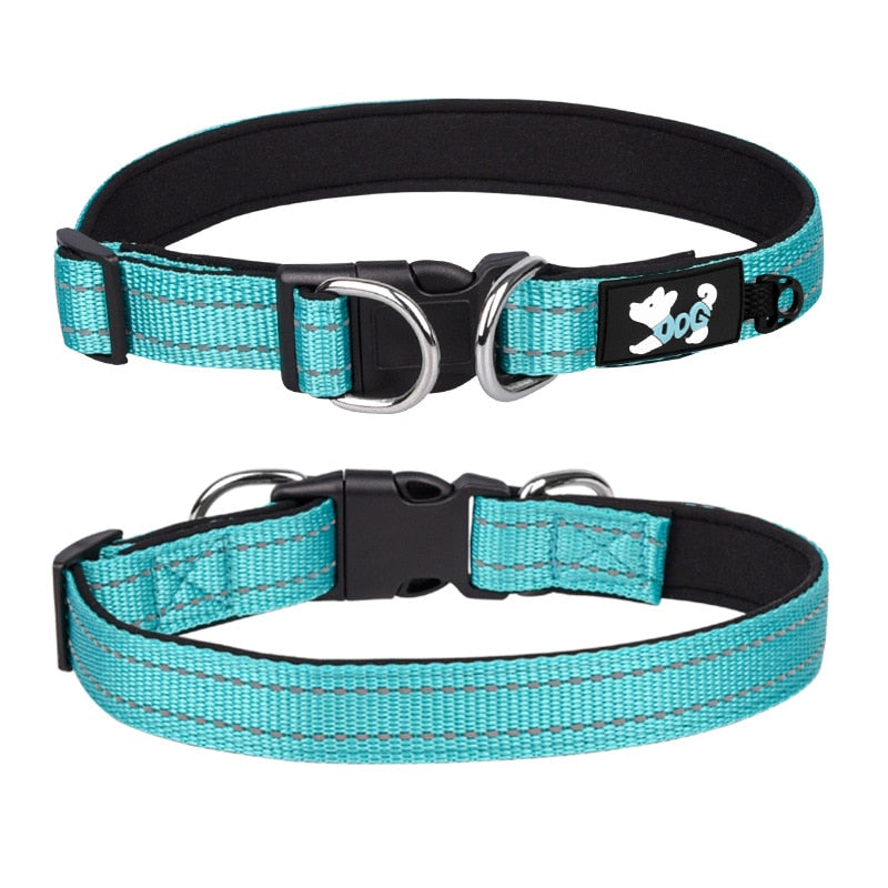 adjustable reflective nylon dog collar with neoprene padding17