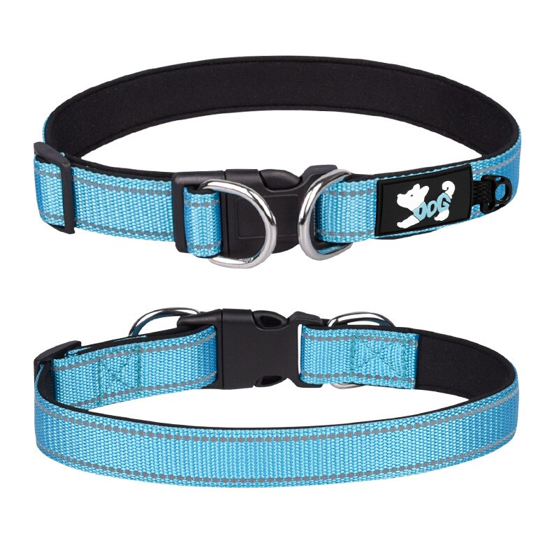 adjustable reflective nylon dog collar with neoprene padding15