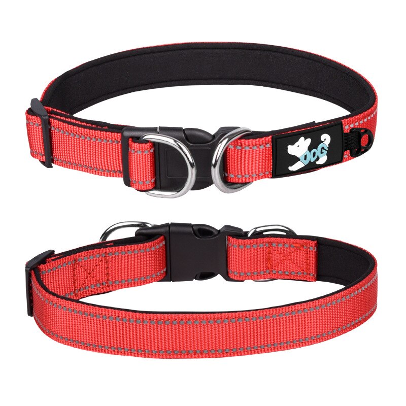 adjustable reflective nylon dog collar with neoprene padding10