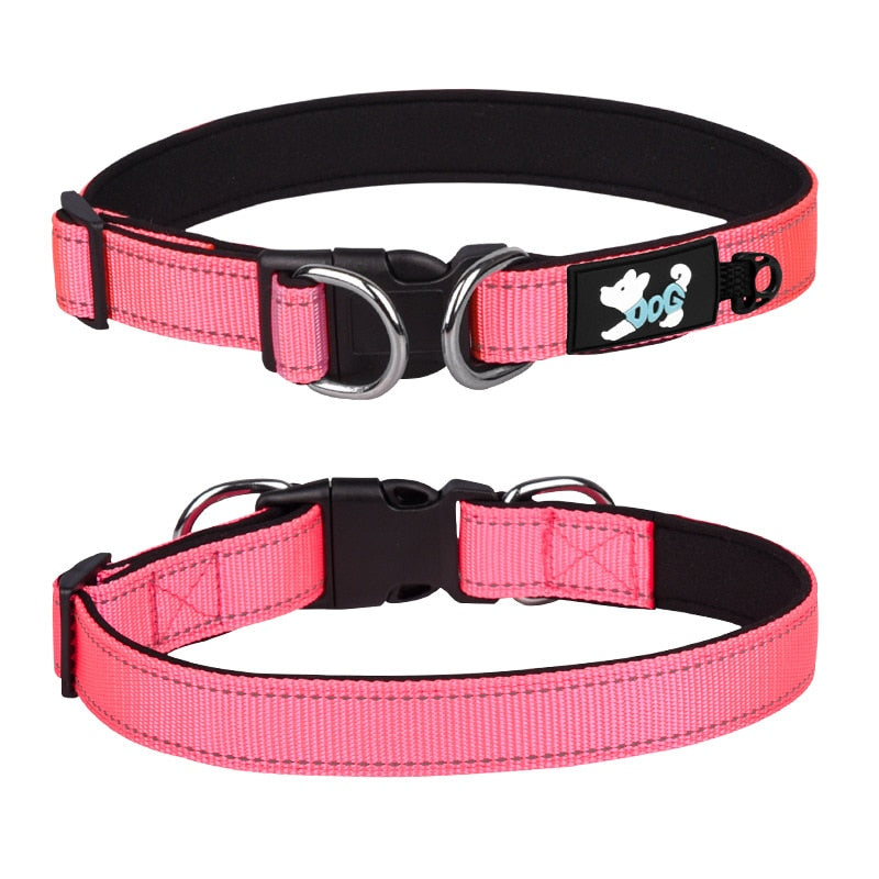 adjustable reflective nylon dog collar with neoprene padding11